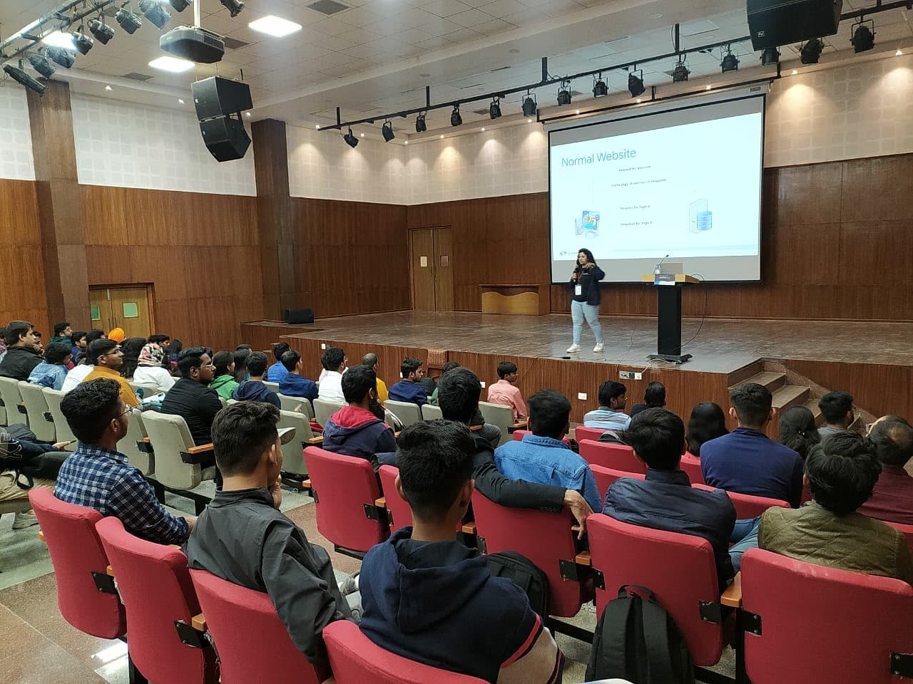 Auditorium at DevFest Bhopal listening to technical sessions